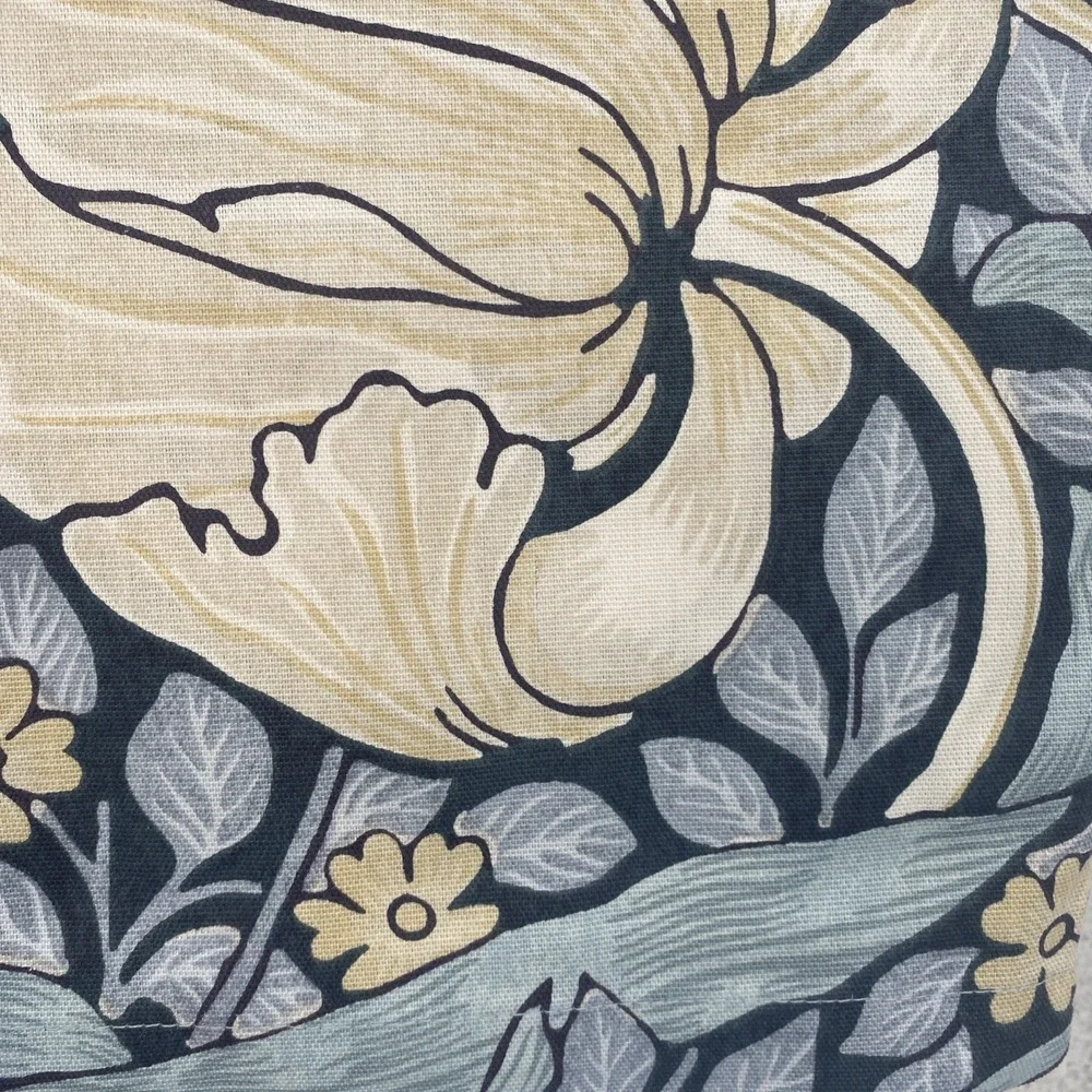 William Morris Curtain Panel Pair 50x84 Pimpernel Ink Navy Blue Floral Cotton
